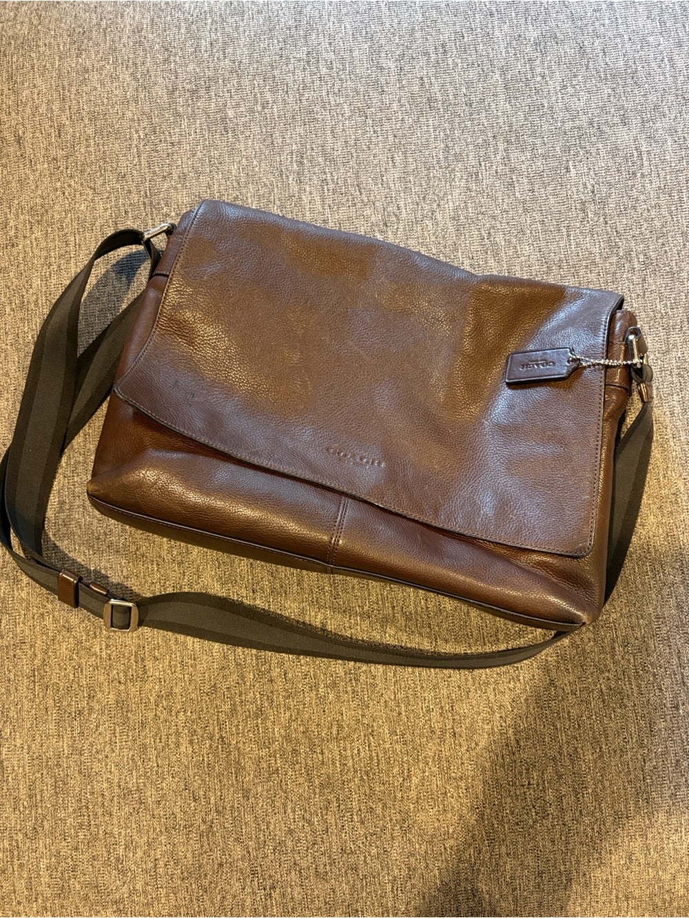Coach Brown Leather Messenger Bag with Adjustable Strap